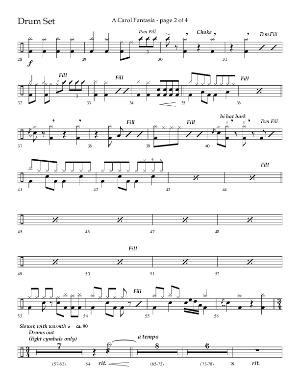A Carol Fantasia (Choral Anthem SATB) Drum Set (Lifeway Choral / Arr. John Bolin)