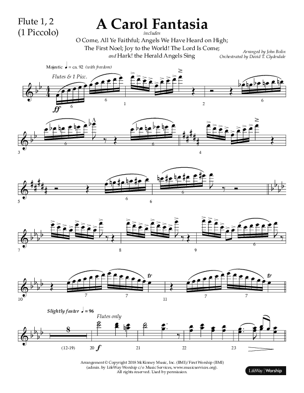 A Carol Fantasia (Choral Anthem SATB) Flute 1/2 (Lifeway Choral / Arr. John Bolin)