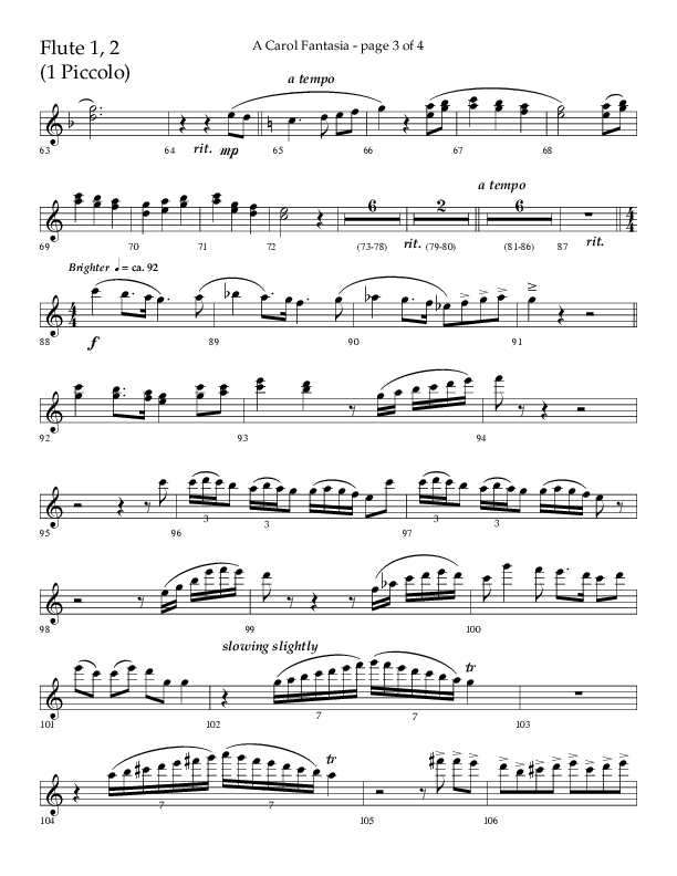 A Carol Fantasia (Choral Anthem SATB) Flute 1/2 (Lifeway Choral / Arr. John Bolin)
