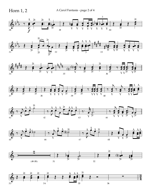 A Carol Fantasia (Choral Anthem SATB) French Horn 1/2 (Lifeway Choral / Arr. John Bolin)
