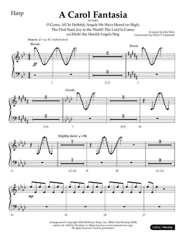 A Carol Fantasia (Choral Anthem SATB) Harp (Lifeway Choral / Arr. John Bolin)