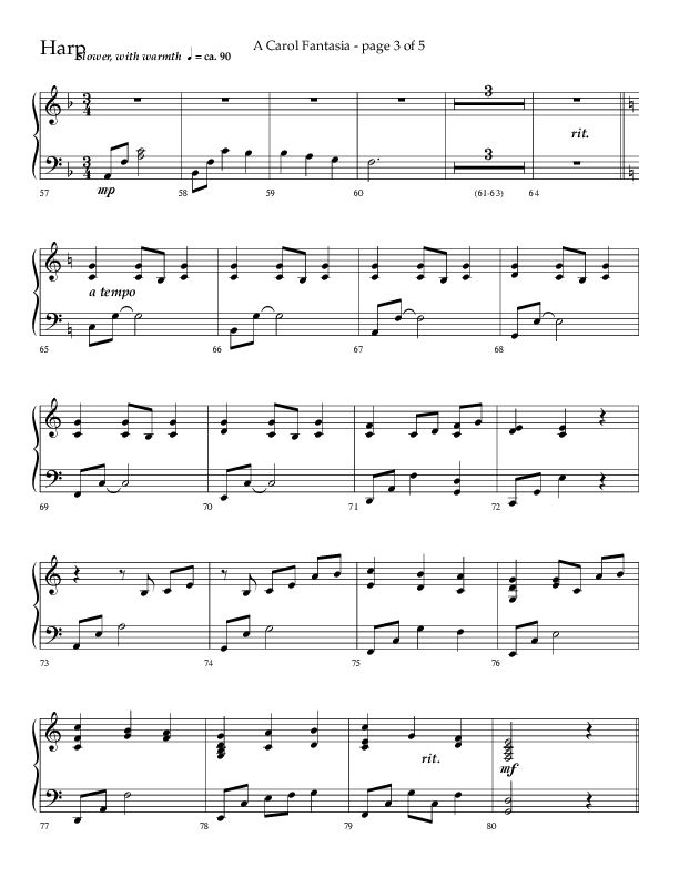 A Carol Fantasia (Choral Anthem SATB) Harp (Lifeway Choral / Arr. John Bolin)