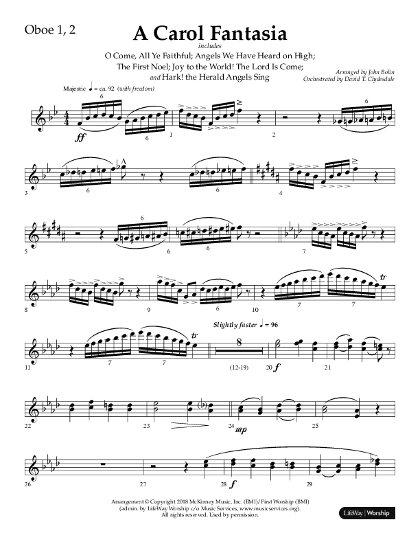 A Carol Fantasia (Choral Anthem SATB) Oboe 1/2 (Lifeway Choral / Arr. John Bolin)