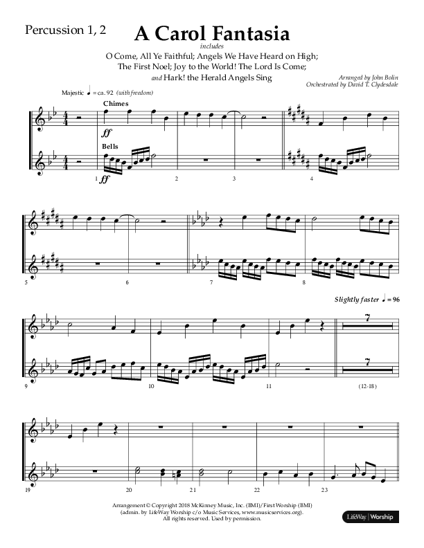 A Carol Fantasia (Choral Anthem SATB) Percussion (Lifeway Choral / Arr. John Bolin)