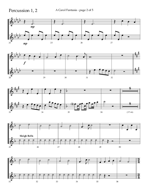 A Carol Fantasia (Choral Anthem SATB) Percussion (Lifeway Choral / Arr. John Bolin)