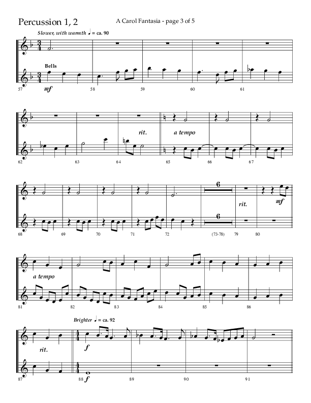 A Carol Fantasia (Choral Anthem SATB) Percussion (Lifeway Choral / Arr. John Bolin)