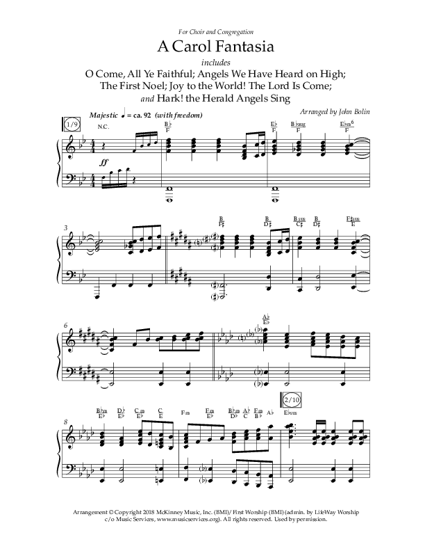 A Carol Fantasia (Choral Anthem SATB) Anthem (SATB/Piano) (Lifeway Choral / Arr. John Bolin)