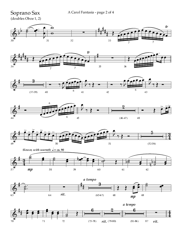A Carol Fantasia (Choral Anthem SATB) Soprano Sax (Lifeway Choral / Arr. John Bolin)