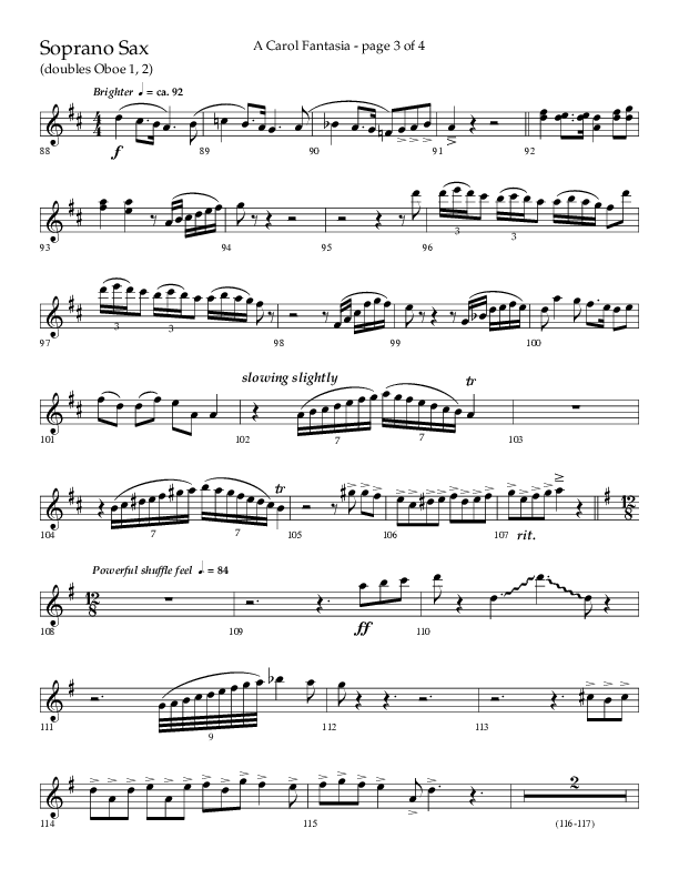 A Carol Fantasia (Choral Anthem SATB) Soprano Sax (Lifeway Choral / Arr. John Bolin)