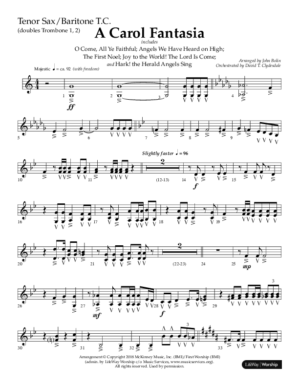 A Carol Fantasia (Choral Anthem SATB) Tenor Sax/Baritone T.C. (Lifeway Choral / Arr. John Bolin)