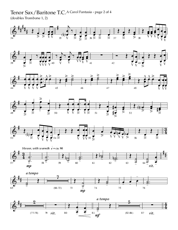 A Carol Fantasia (Choral Anthem SATB) Tenor Sax/Baritone T.C. (Lifeway Choral / Arr. John Bolin)