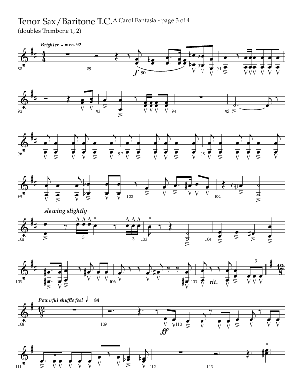 A Carol Fantasia (Choral Anthem SATB) Tenor Sax/Baritone T.C. (Lifeway Choral / Arr. John Bolin)
