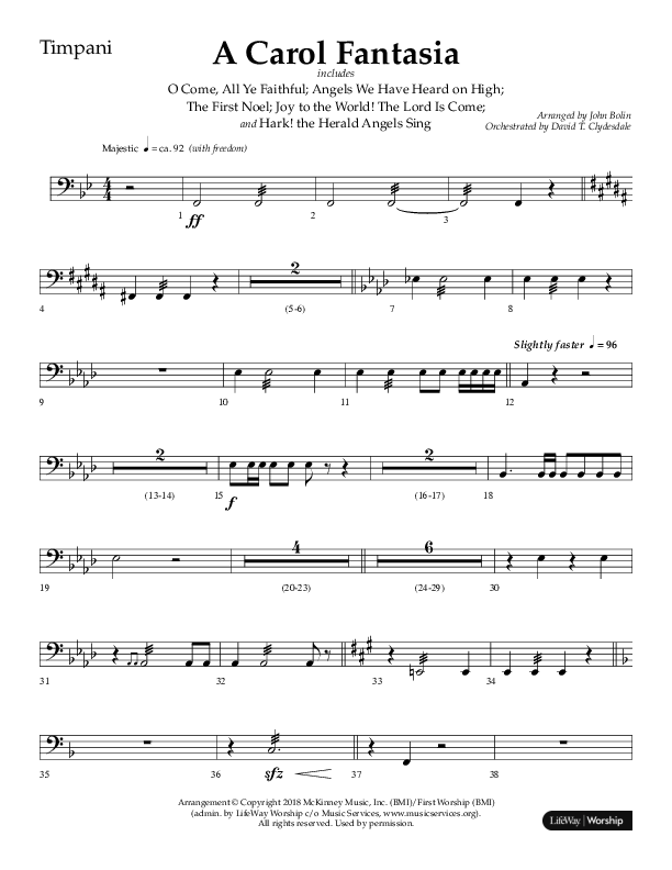 A Carol Fantasia (Choral Anthem SATB) Timpani (Lifeway Choral / Arr. John Bolin)
