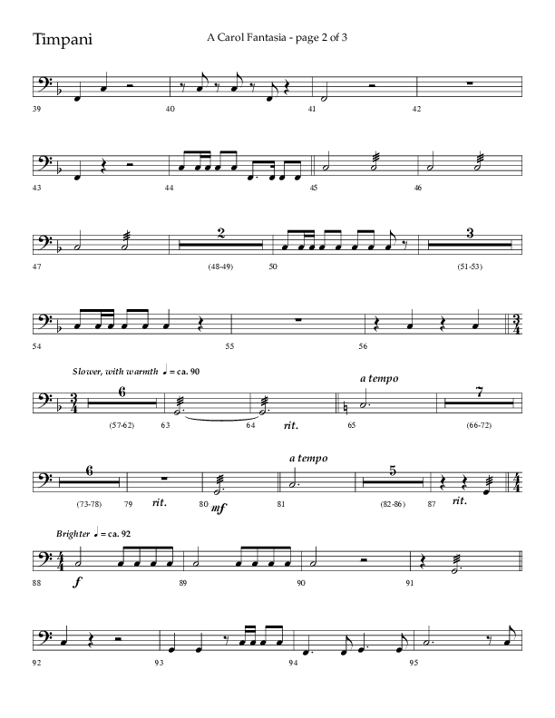 A Carol Fantasia (Choral Anthem SATB) Timpani (Lifeway Choral / Arr. John Bolin)