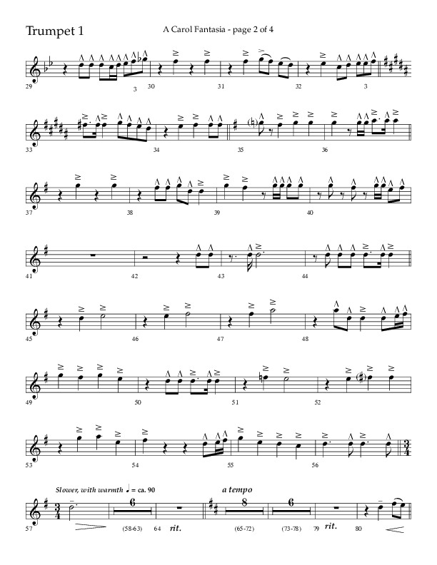 A Carol Fantasia (Choral Anthem SATB) Trumpet 1 (Lifeway Choral / Arr. John Bolin)