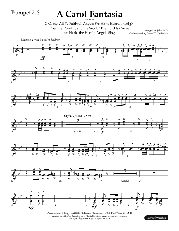 A Carol Fantasia (Choral Anthem SATB) Trumpet 2/3 (Lifeway Choral / Arr. John Bolin)
