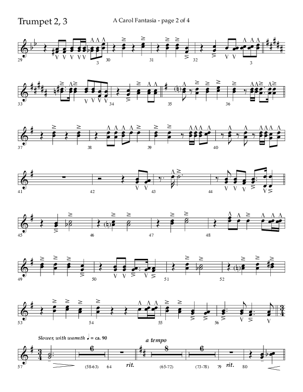 A Carol Fantasia (Choral Anthem SATB) Trumpet 2/3 (Lifeway Choral / Arr. John Bolin)
