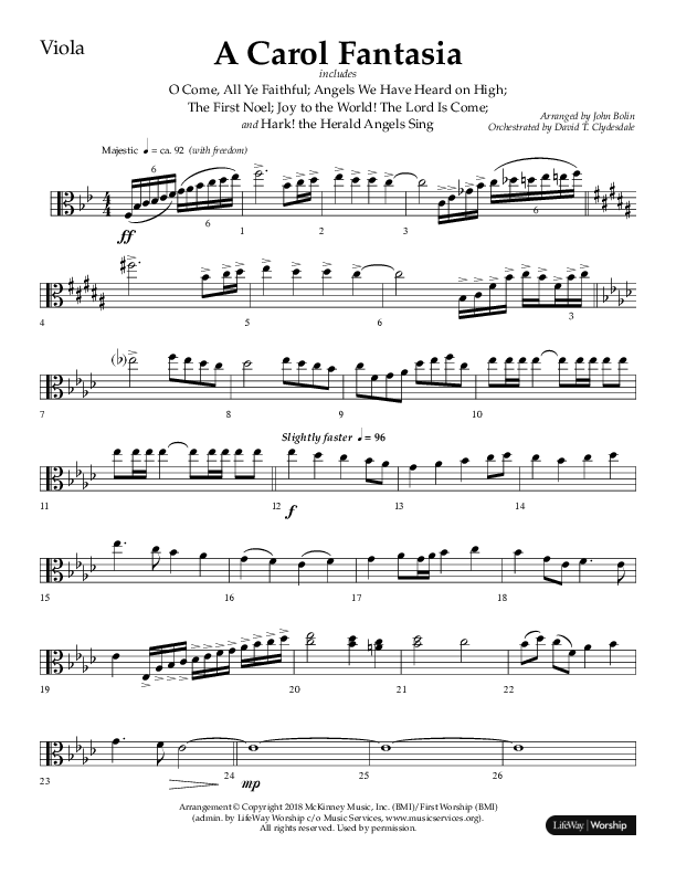 A Carol Fantasia (Choral Anthem SATB) Viola (Lifeway Choral / Arr. John Bolin)