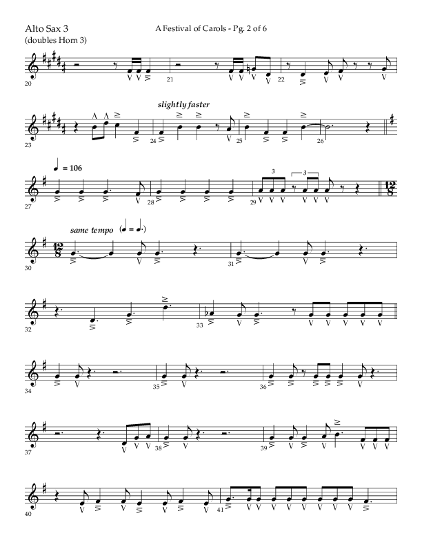 A Festival Of Carols (Choral Anthem SATB) Alto Sax (Lifeway Choral / Arr. John Bolin)