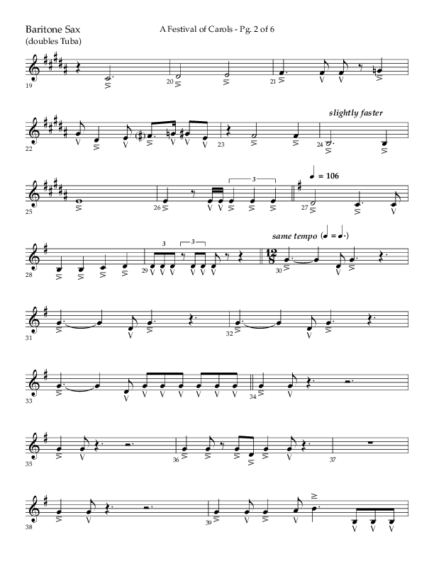 A Festival Of Carols (Choral Anthem SATB) Bari Sax (Lifeway Choral / Arr. John Bolin)