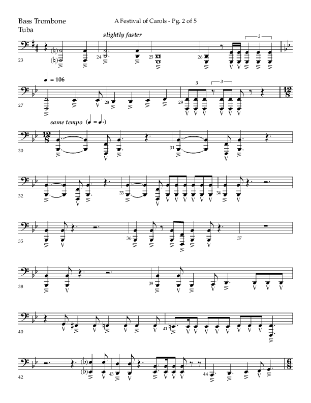 A Festival Of Carols (Choral Anthem SATB) Bass Trombone, Tuba (Lifeway Choral / Arr. John Bolin)