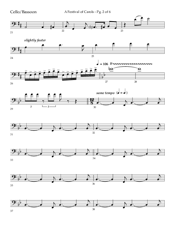 A Festival Of Carols (Choral Anthem SATB) Cello (Lifeway Choral / Arr. John Bolin)
