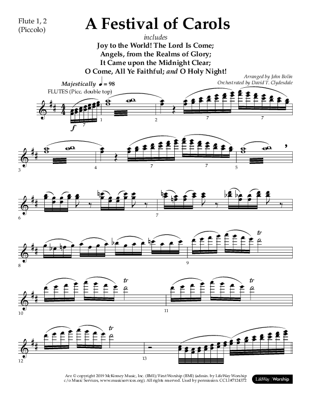 A Festival Of Carols (Choral Anthem SATB) Flute 1/2 (Lifeway Choral / Arr. John Bolin)