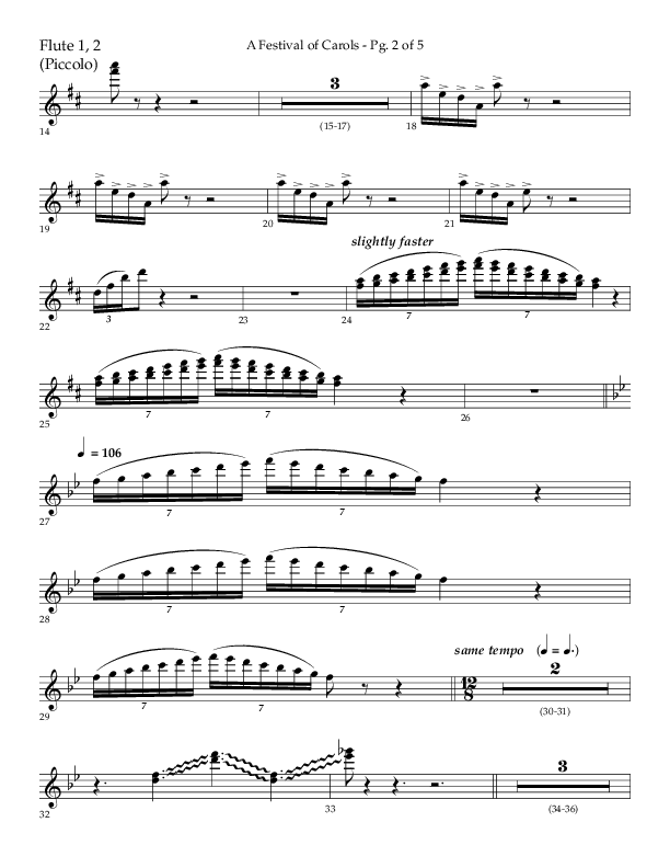 A Festival Of Carols (Choral Anthem SATB) Flute 1/2 (Lifeway Choral / Arr. John Bolin)