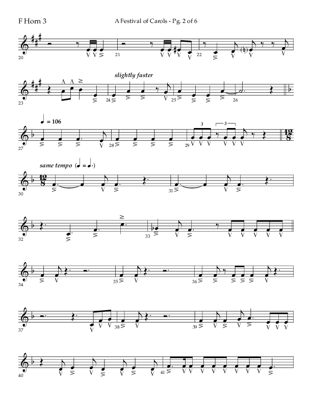 A Festival Of Carols (Choral Anthem SATB) French Horn 3 (Lifeway Choral / Arr. John Bolin)