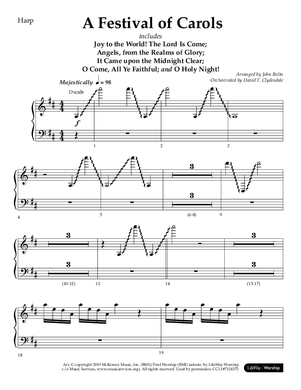 A Festival Of Carols (Choral Anthem SATB) Harp (Lifeway Choral / Arr. John Bolin)
