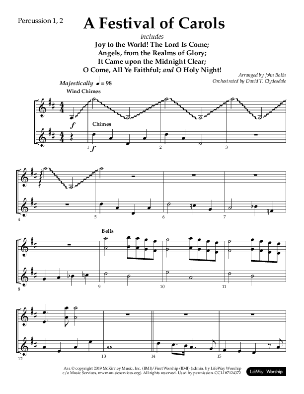 A Festival Of Carols (Choral Anthem SATB) Percussion (Lifeway Choral / Arr. John Bolin)