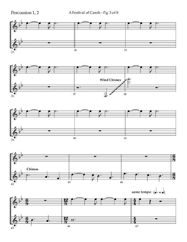 A Festival Of Carols (Choral Anthem SATB) Percussion (Lifeway Choral / Arr. John Bolin)
