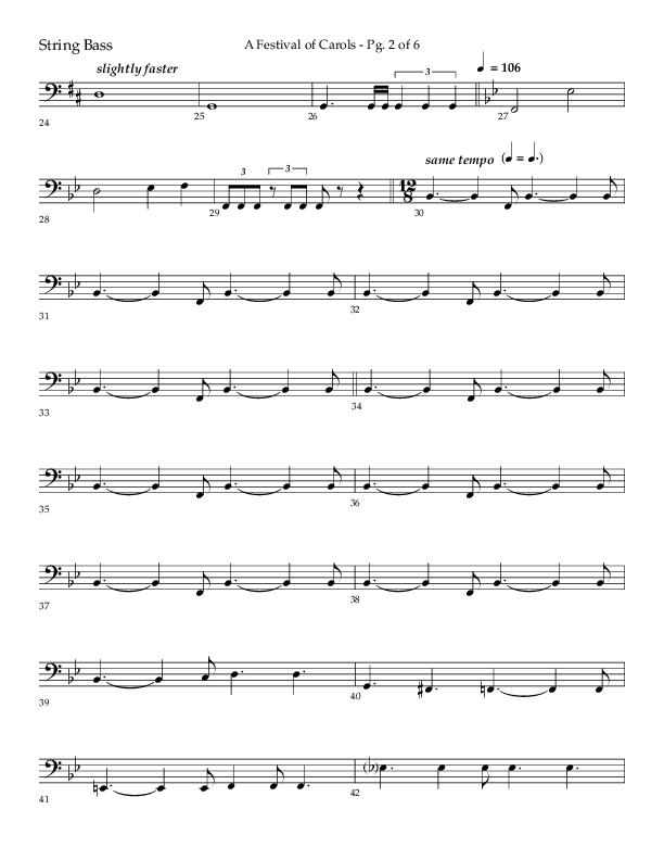 A Festival Of Carols (Choral Anthem SATB) String Bass (Lifeway Choral / Arr. John Bolin)