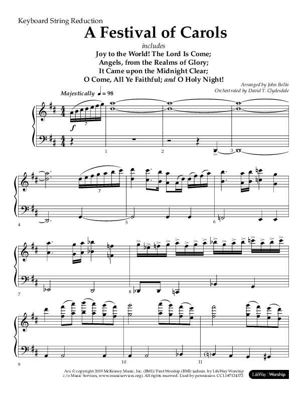 A Festival Of Carols (Choral Anthem SATB) String Reduction (Lifeway Choral / Arr. John Bolin)