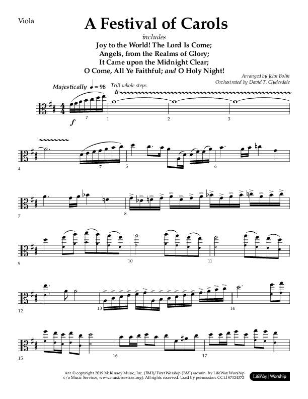 A Festival Of Carols (Choral Anthem SATB) Viola (Lifeway Choral / Arr. John Bolin)