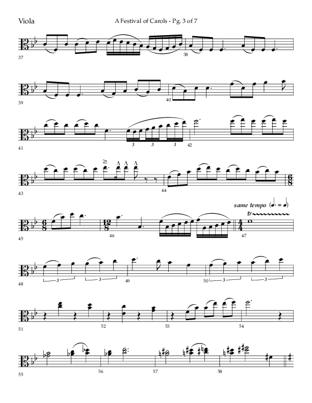 A Festival Of Carols (Choral Anthem SATB) Viola (Lifeway Choral / Arr. John Bolin)