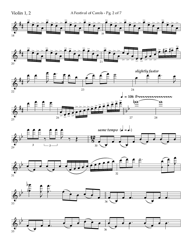 A Festival Of Carols (Choral Anthem SATB) Violin 1/2 (Lifeway Choral / Arr. John Bolin)