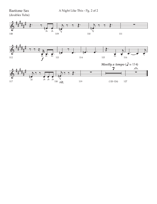 A Night Like This (Choral Anthem SATB) Bari Sax (Lifeway Choral / Arr. Daniel Semsen)