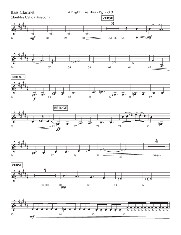 A Night Like This (Choral Anthem SATB) Bass Clarinet (Lifeway Choral / Arr. Daniel Semsen)