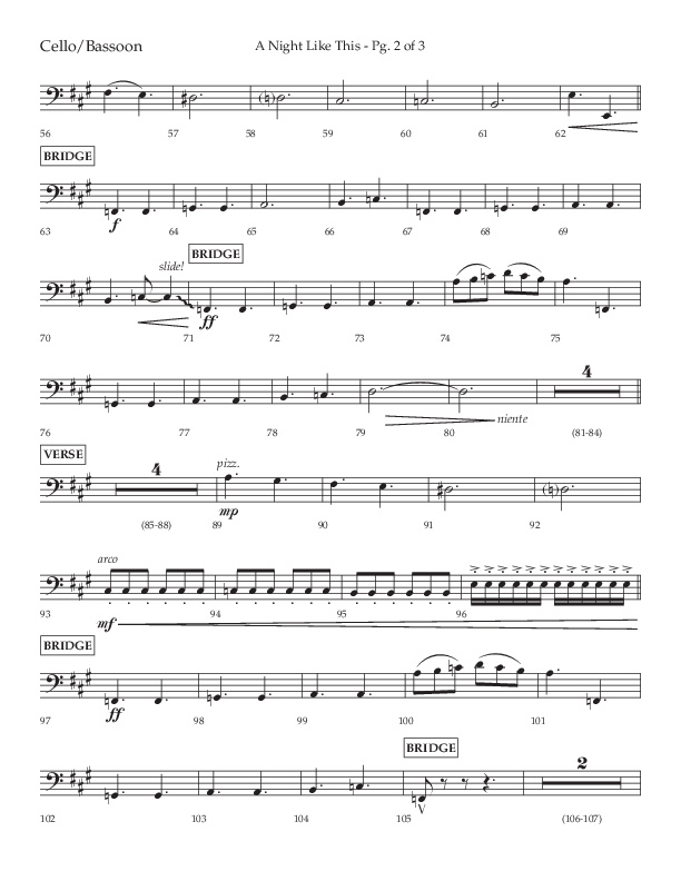 A Night Like This (Choral Anthem SATB) Cello (Lifeway Choral / Arr. Daniel Semsen)