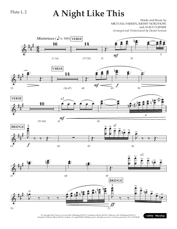 A Night Like This (Choral Anthem SATB) Flute 1/2 (Lifeway Choral / Arr. Daniel Semsen)