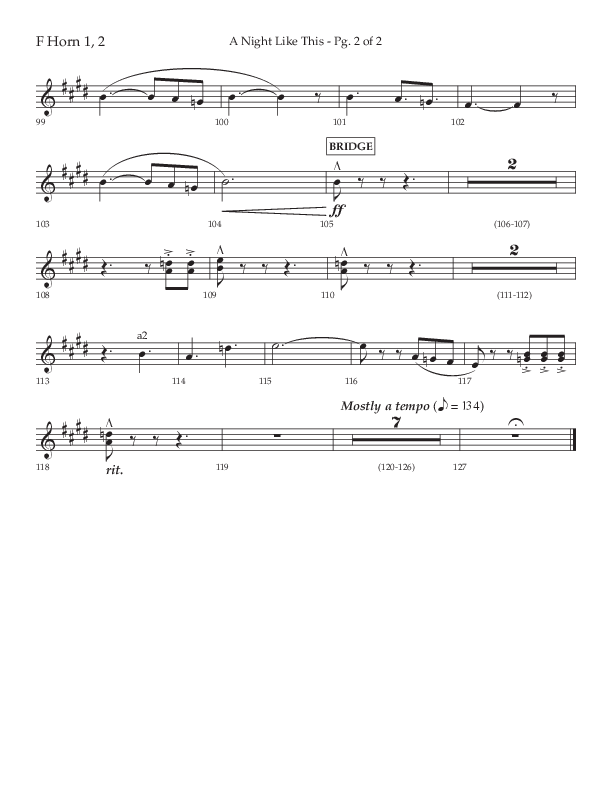 A Night Like This (Choral Anthem SATB) French Horn 1/2 (Lifeway Choral / Arr. Daniel Semsen)