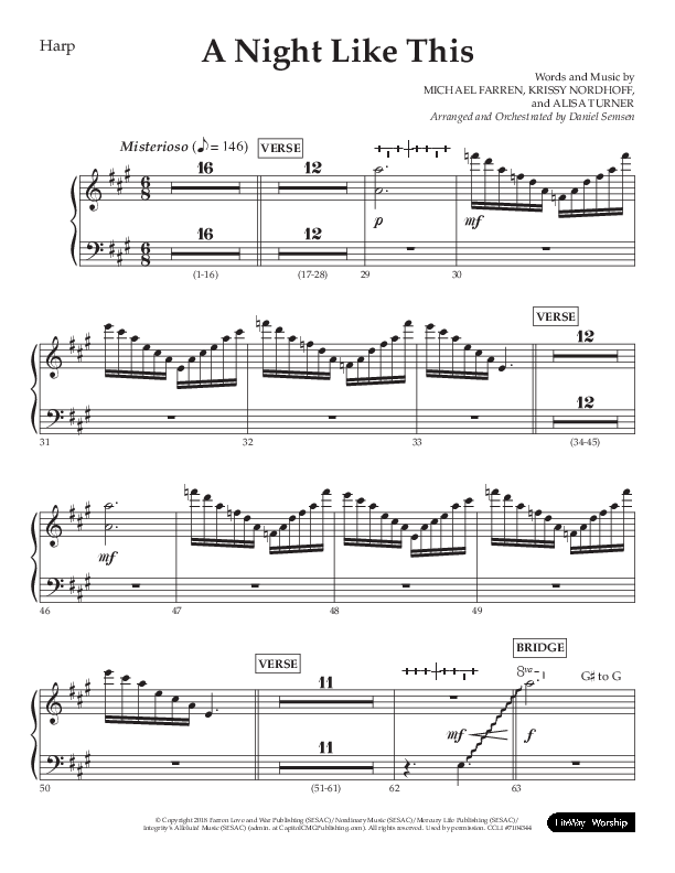 A Night Like This (Choral Anthem SATB) Harp (Lifeway Choral / Arr. Daniel Semsen)