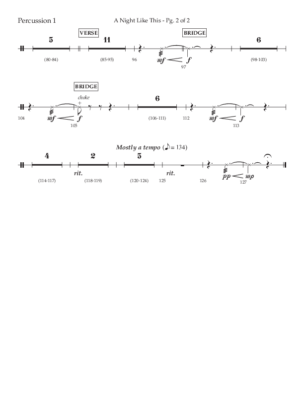 A Night Like This (Choral Anthem SATB) Percussion (Lifeway Choral / Arr. Daniel Semsen)