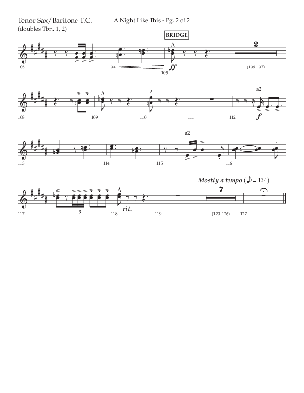 A Night Like This (Choral Anthem SATB) Tenor Sax/Baritone T.C. (Lifeway Choral / Arr. Daniel Semsen)