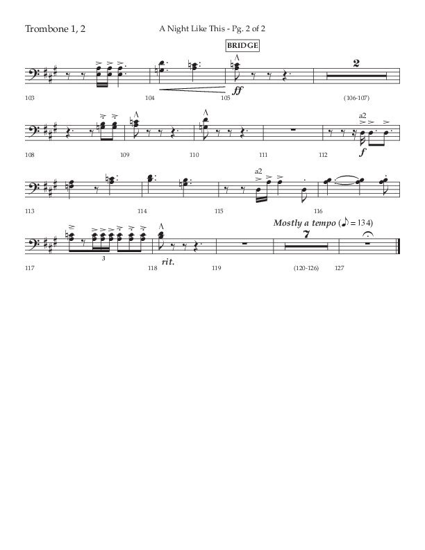 A Night Like This (Choral Anthem SATB) Trombone 1/2 (Lifeway Choral / Arr. Daniel Semsen)