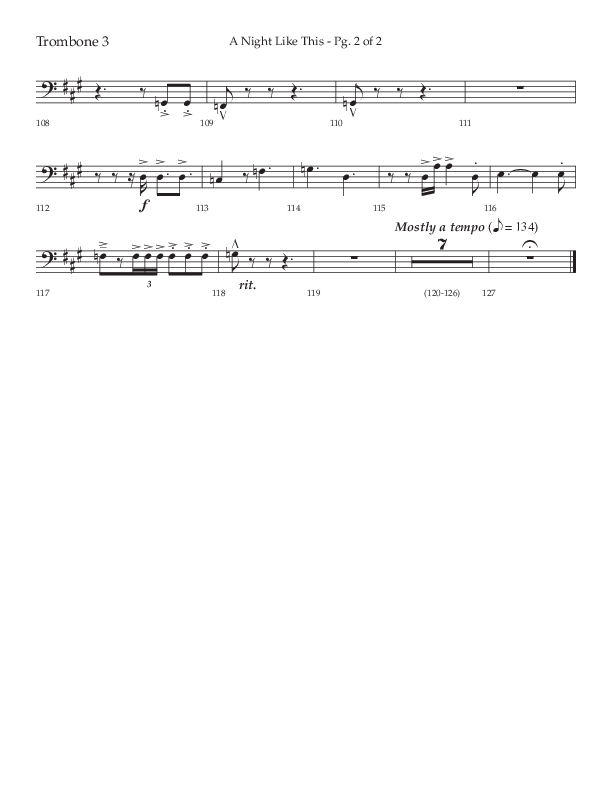 A Night Like This (Choral Anthem SATB) Trombone 3 (Lifeway Choral / Arr. Daniel Semsen)