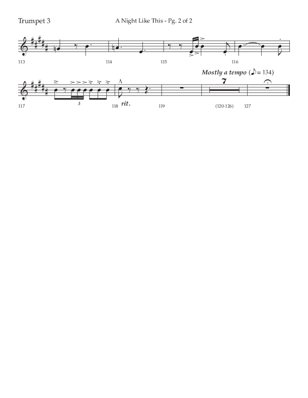 A Night Like This (Choral Anthem SATB) Trumpet 3 (Lifeway Choral / Arr. Daniel Semsen)