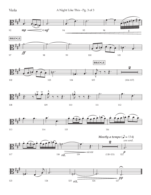 A Night Like This (Choral Anthem SATB) Viola (Lifeway Choral / Arr. Daniel Semsen)