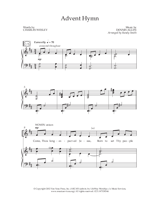 Advent Hymn (Choral Anthem SATB) Anthem (SATB/Piano) (Lifeway Choral / Arr. Randy Smith)